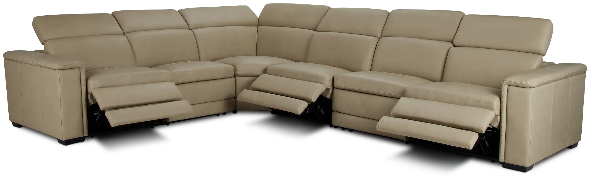 Ainsley Beige Leather Large Dual Power Reclining Two-arm Sectional Ainsley Beige Leather Large Dual Power Reclining Two-arm Sectional