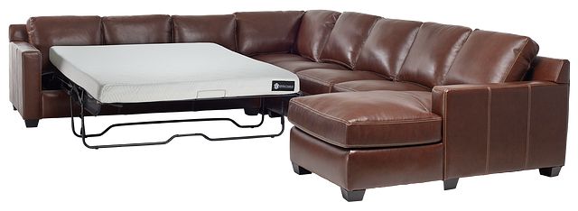 Carson Medium Brown Leather Large Right Chaise Memory Foam Sleeper Sectional (4)