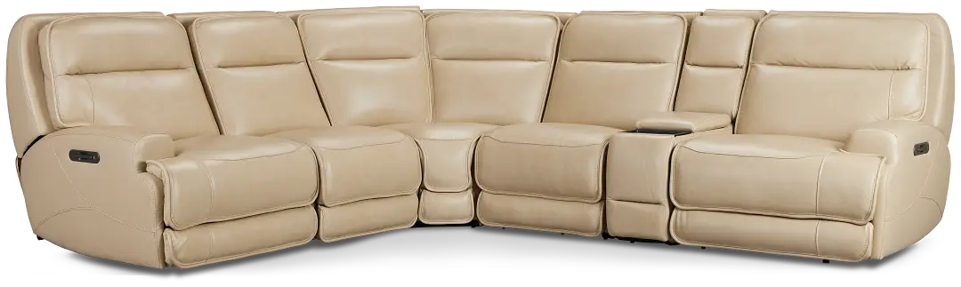 Casey Light Beige Lthr/vinyl Medium Dual Power 2-arm Reclining Sectional Casey Light Beige Lthr/vinyl Medium Dual Power 2-arm Reclining Sectional