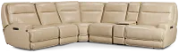 Casey Light Beige Lthr/vinyl Medium Dual Power 2-arm Reclining Sectional