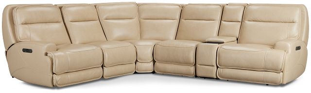 Casey Light Beige Lthr/vinyl Medium Dual Power 2-arm Reclining Sectional