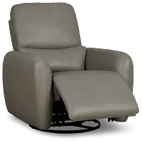 Eve Light Gray Lthr/vinyl Power Swivel Glider Recliner