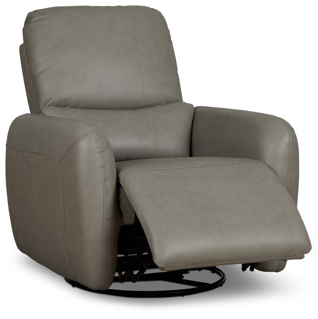 Eve Light Gray Lthr/vinyl Power Swivel Glider Recliner