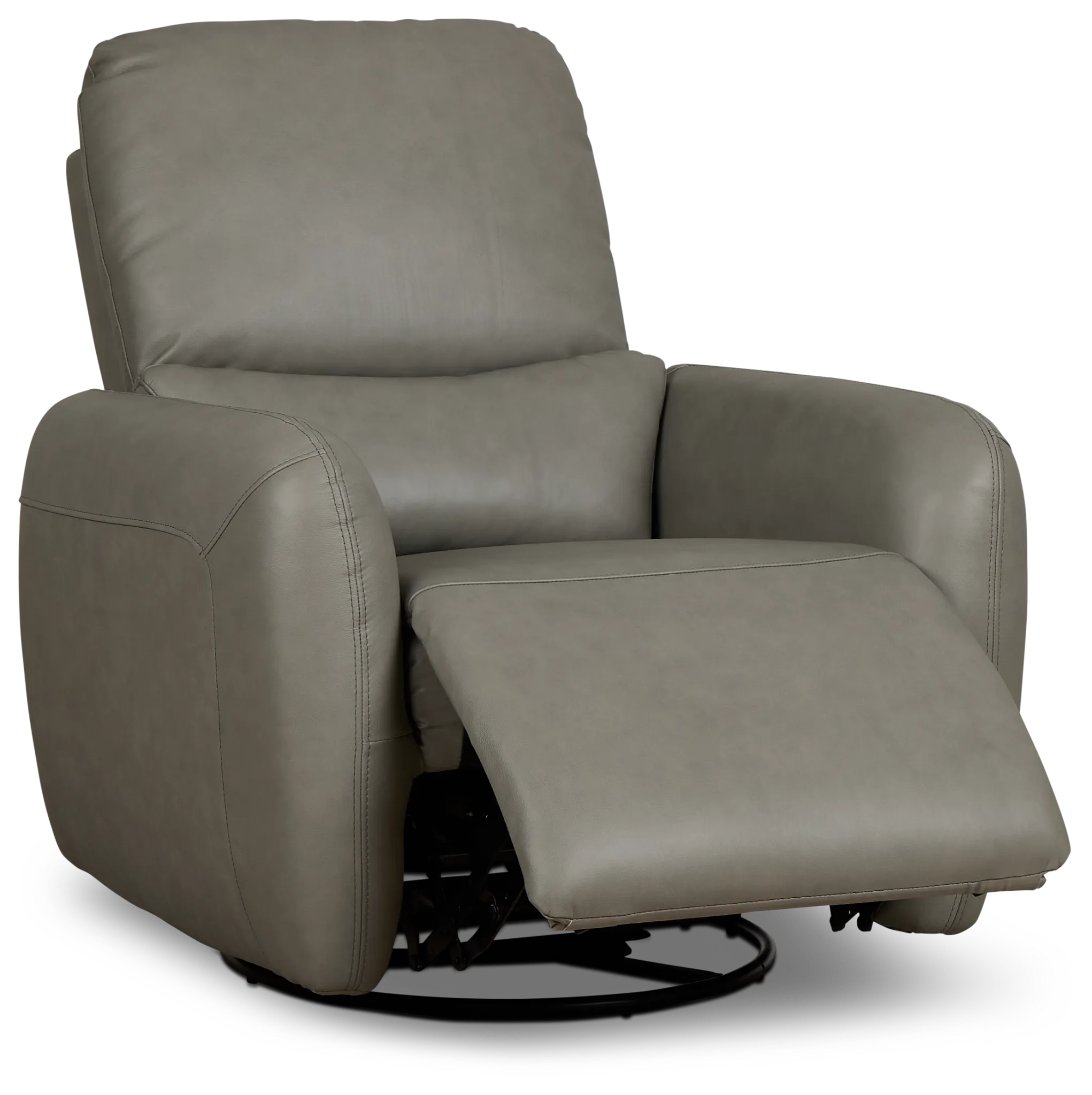 Eve Light Gray Lthr/vinyl Power Swivel Glider Recliner
