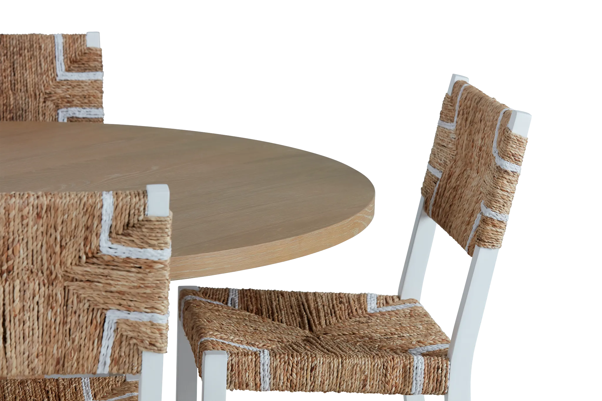 Nantucket Light Tone Round Table & 4 Woven Chairs