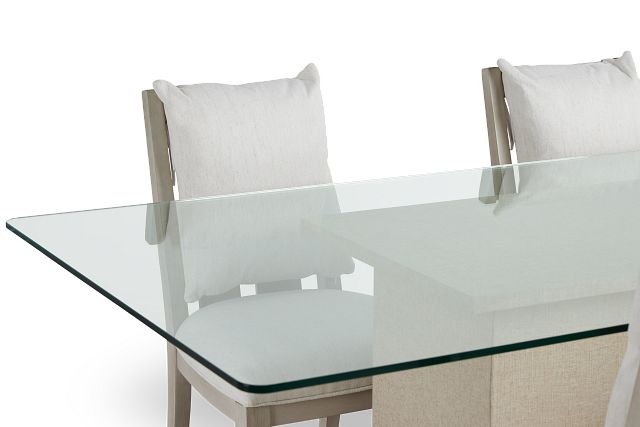 Marseilles Glass Rectangular Table & 4 Upholstered Chairs