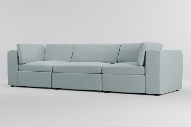 Destin Delray Light Green Fabric 3 Piece Modular Sofa