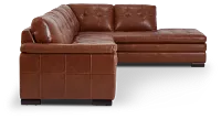 Braden Medium Brown Leather Medium Right Bumper Sectional