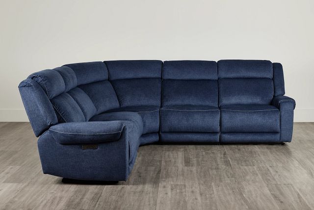 Beckett Dark Blue Micro Small Two-arm Power Reclining Sectional