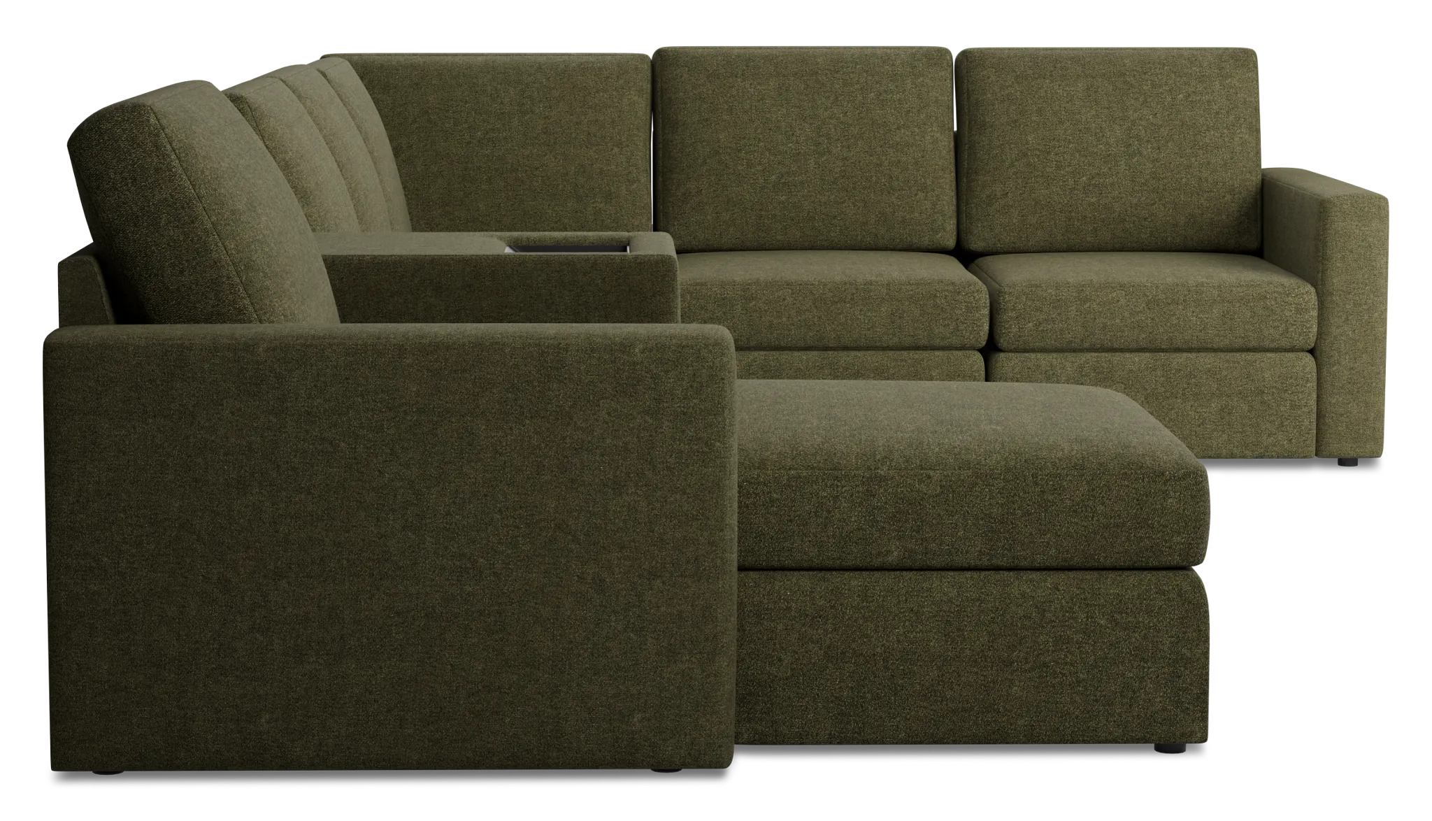 Citymod Green Fabric Large Left Chaise Sectional With Media Console