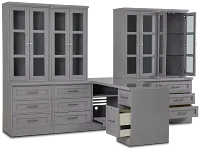 Newport Gray Large Peninsula Drawer Wall Desk