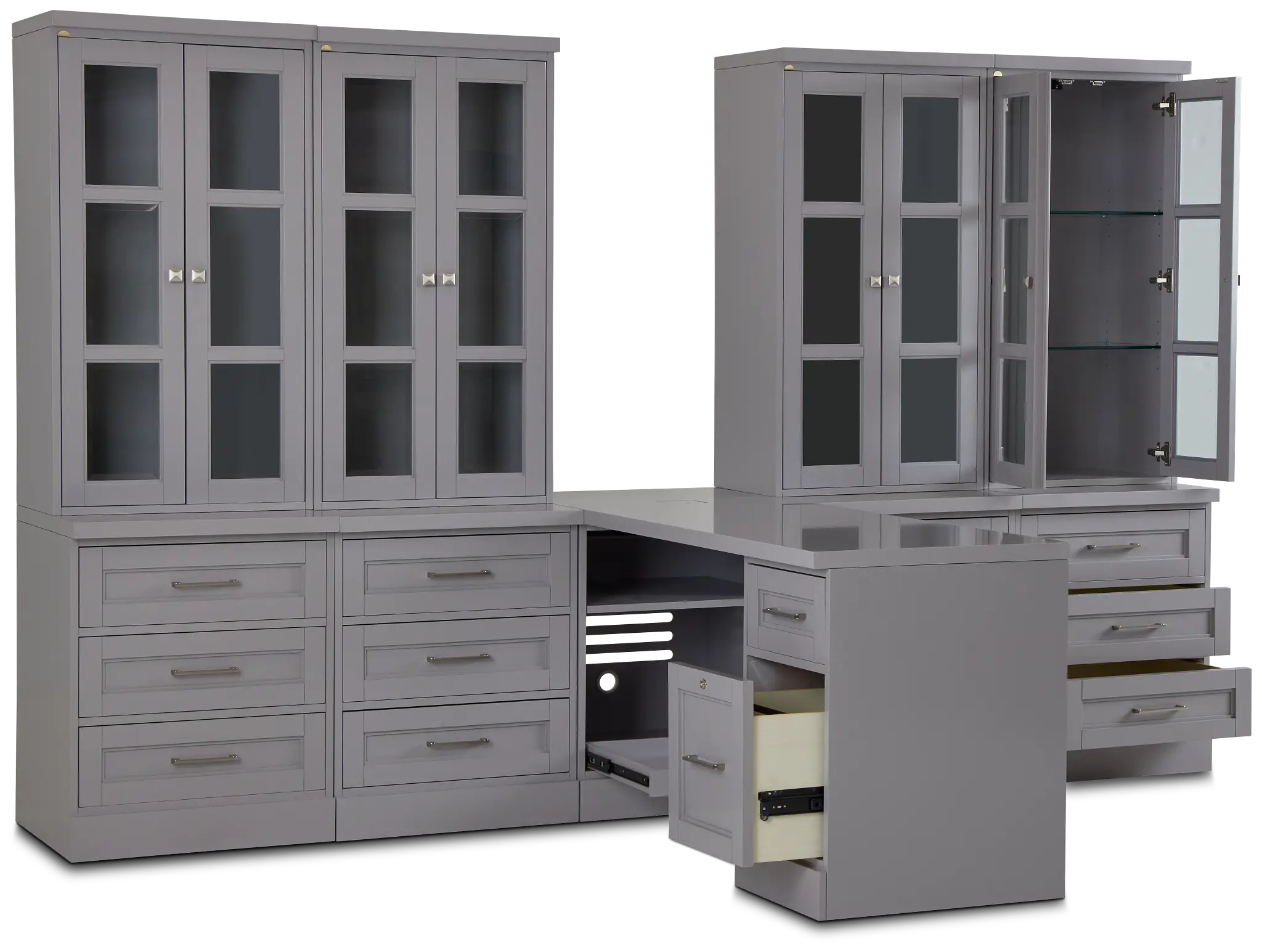 Newport Gray Large Peninsula Drawer Wall Desk Newport Gray Large Peninsula Drawer Wall Desk