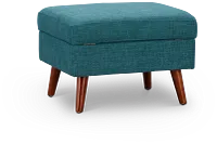Raya Dark Teal Fabric Storage Ottoman