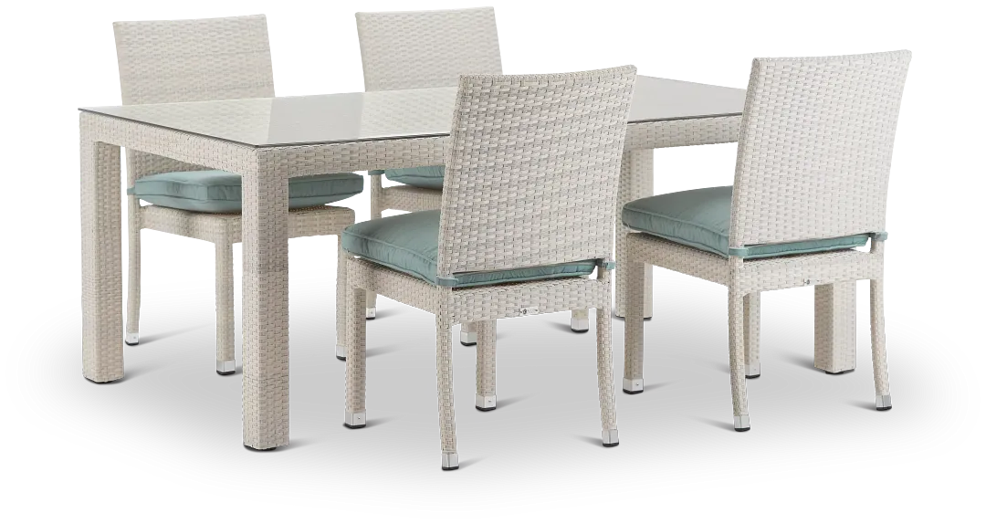 Bahia Teal 72" Rectangular Table & 4 Chairs