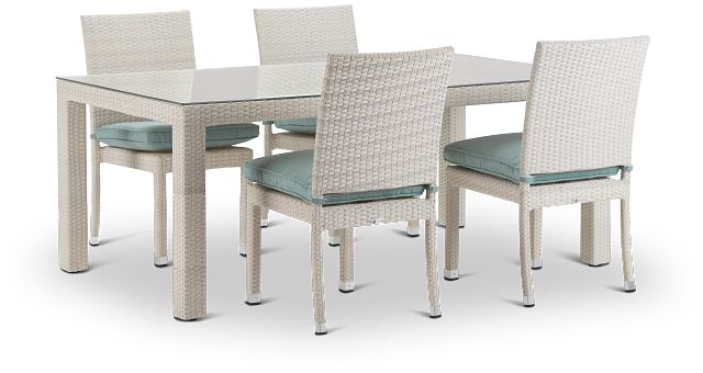 Bahia Teal 72" Rectangular Table & 4 Chairs