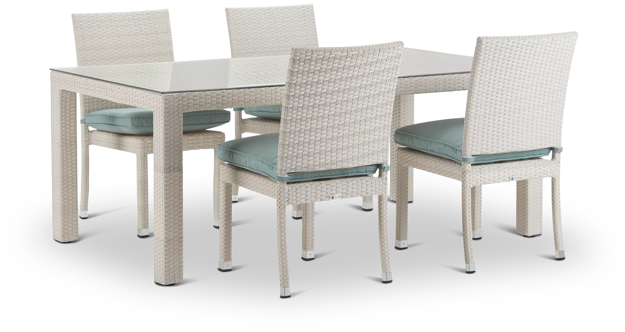 Bahia Teal 72" Rectangular Table & 4 Chairs