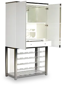 Miami White Bar Cabinet With Wine Rack