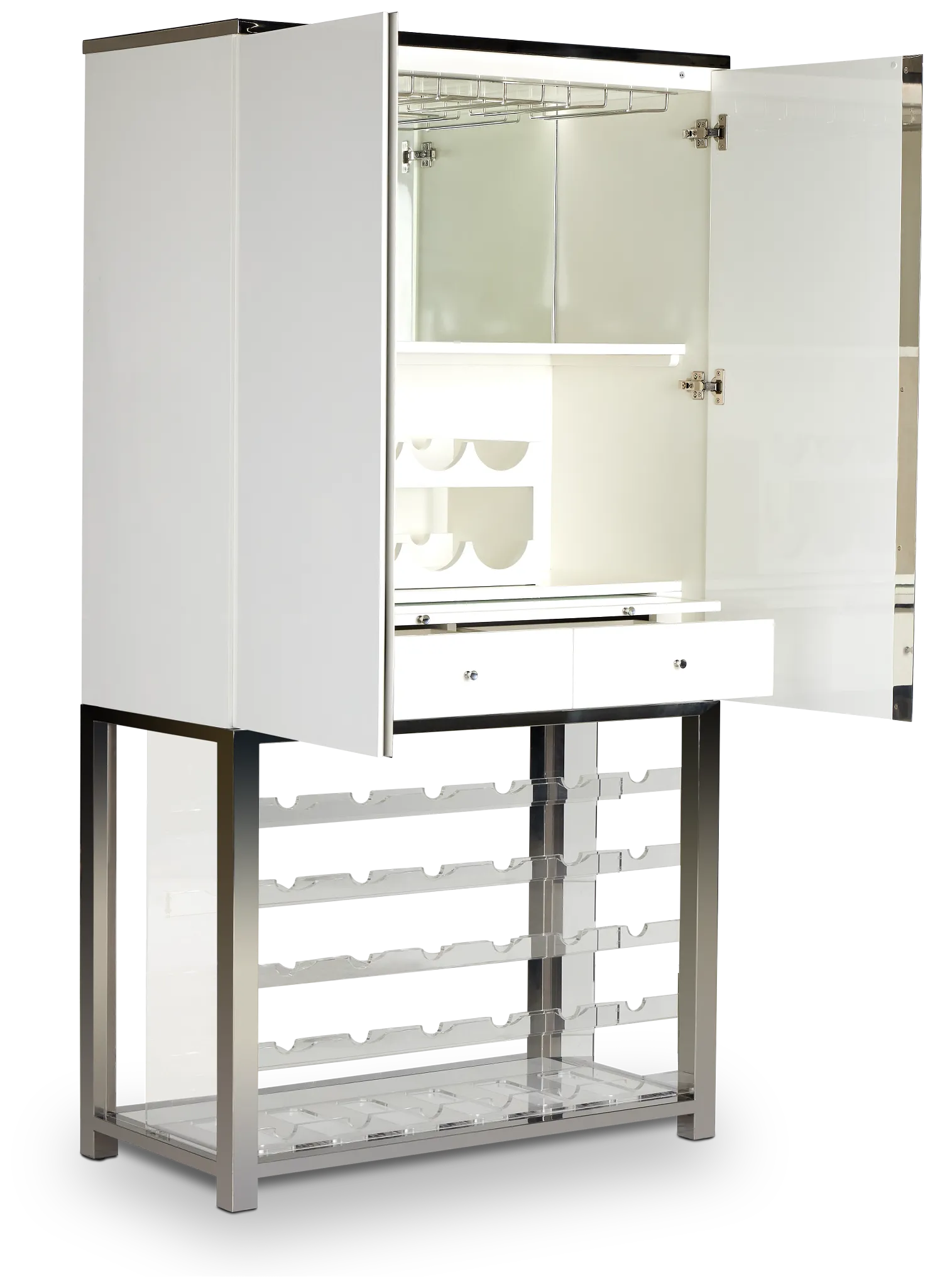 Miami White Bar Cabinet With Wine Rack