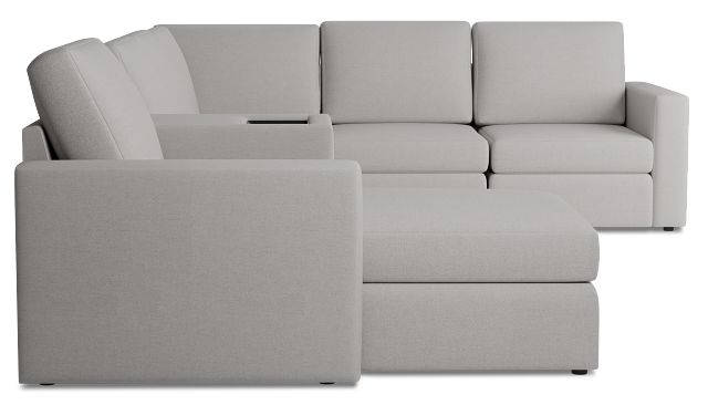Citymod Light Gray Fabric Large Left Chaise Sectional With Storage Console