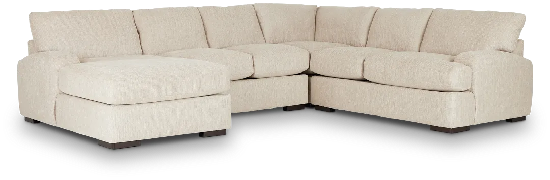 Alpha Beige Fabric Medium Left Chaise Sectional