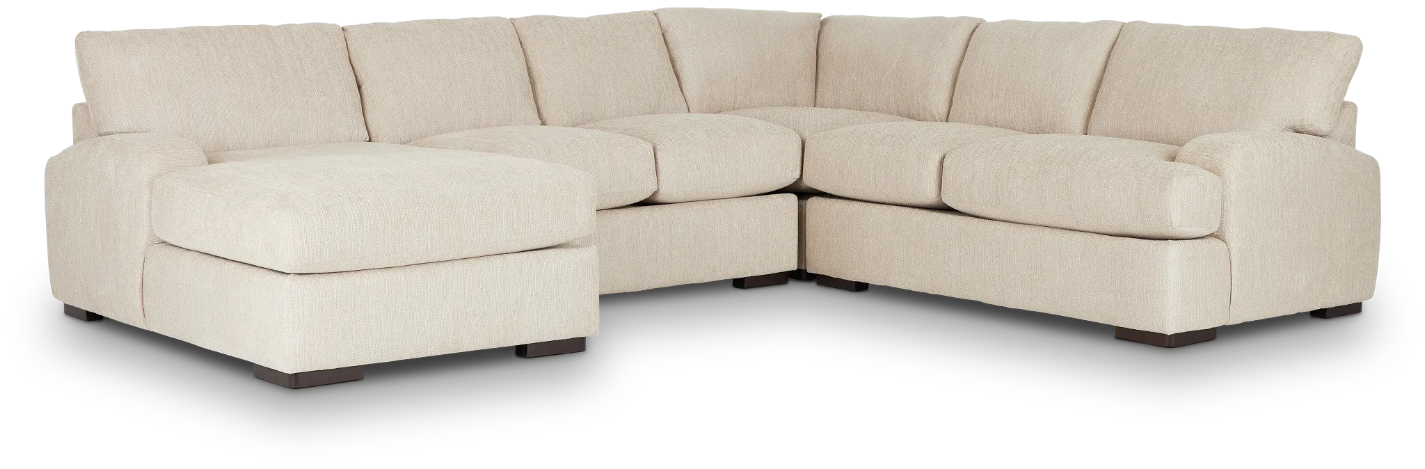 Alpha Beige Fabric Medium Left Chaise Sectional