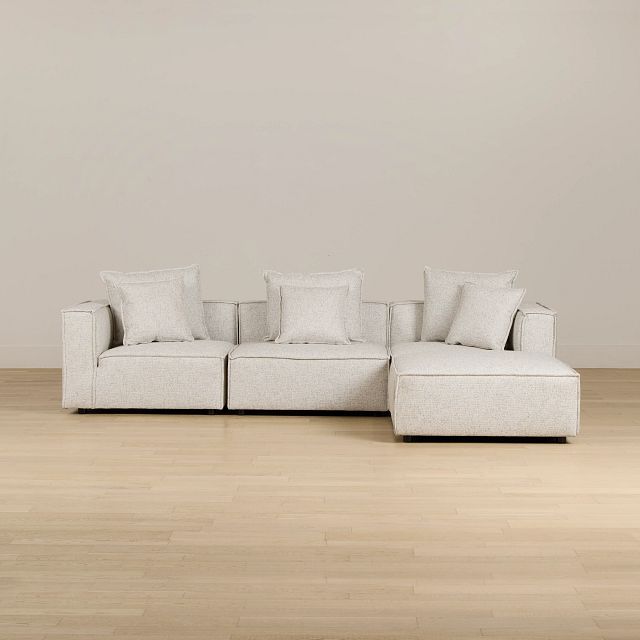 Tatum Beige Fabric 4-Piece Bumper Sectional Sofa