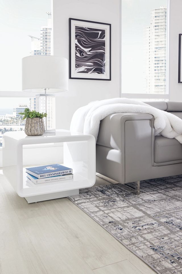 Zayden White Square End Table
