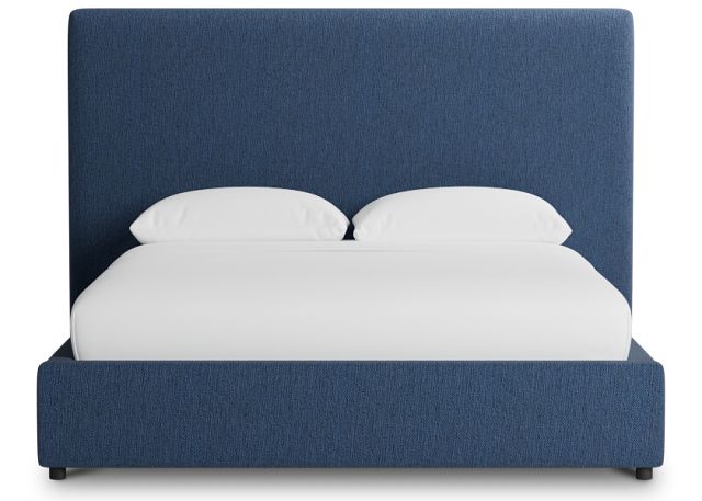 Grayton Revenue Dark Blue 54" Upholstered Platform Bed