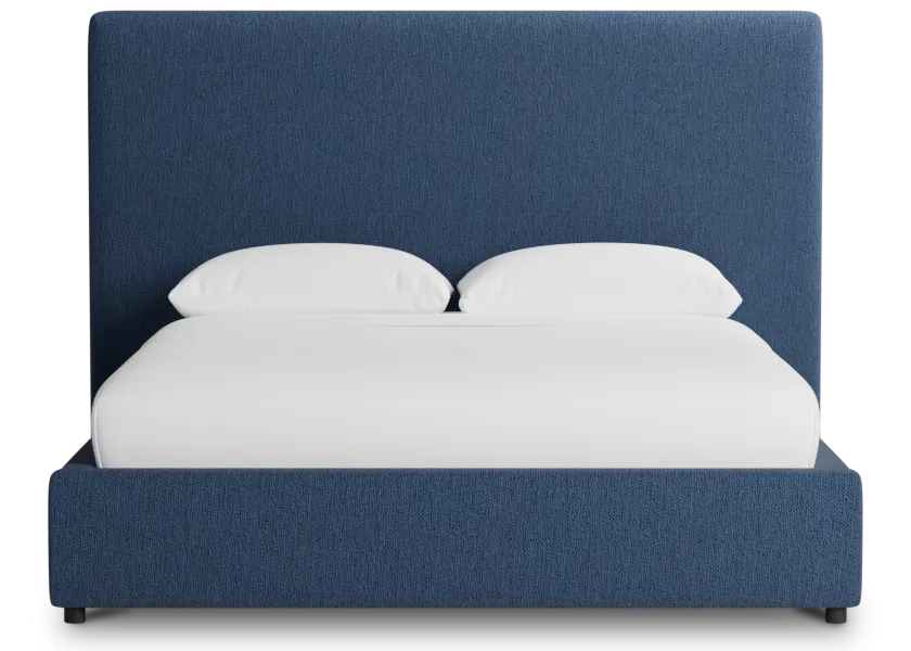 Grayton Revenue Dark Blue 54" Upholstered Platform Bed