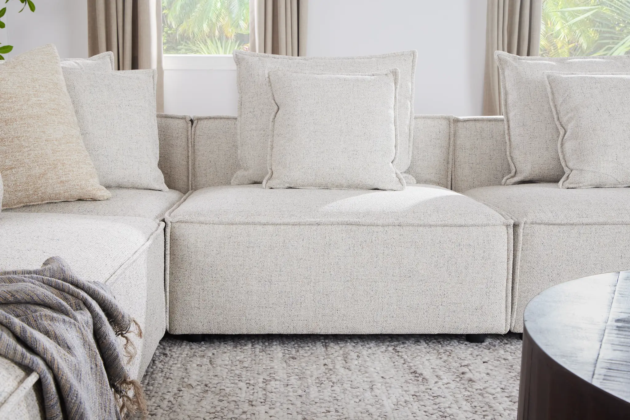 Tatum Beige Fabric 6-piece Pit Sectional Tatum Beige Fabric 6-piece Pit Sectional
