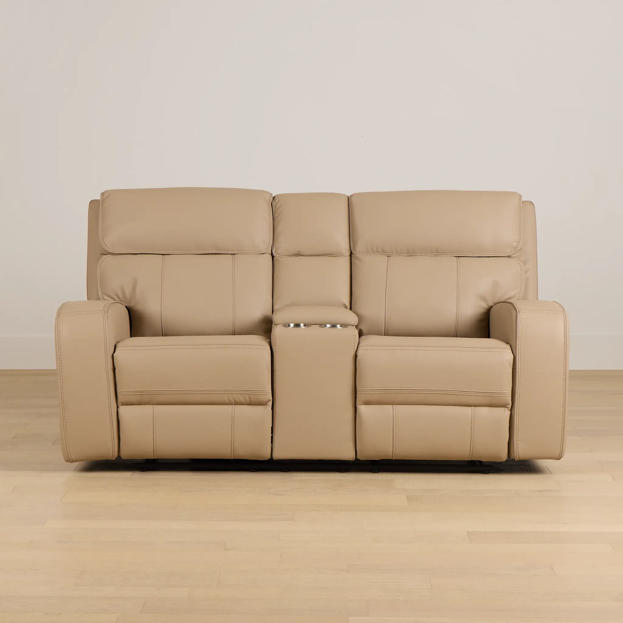 Rhett Taupe Micro Reclining Console Loveseat Rhett Taupe Micro Reclining Console Loveseat