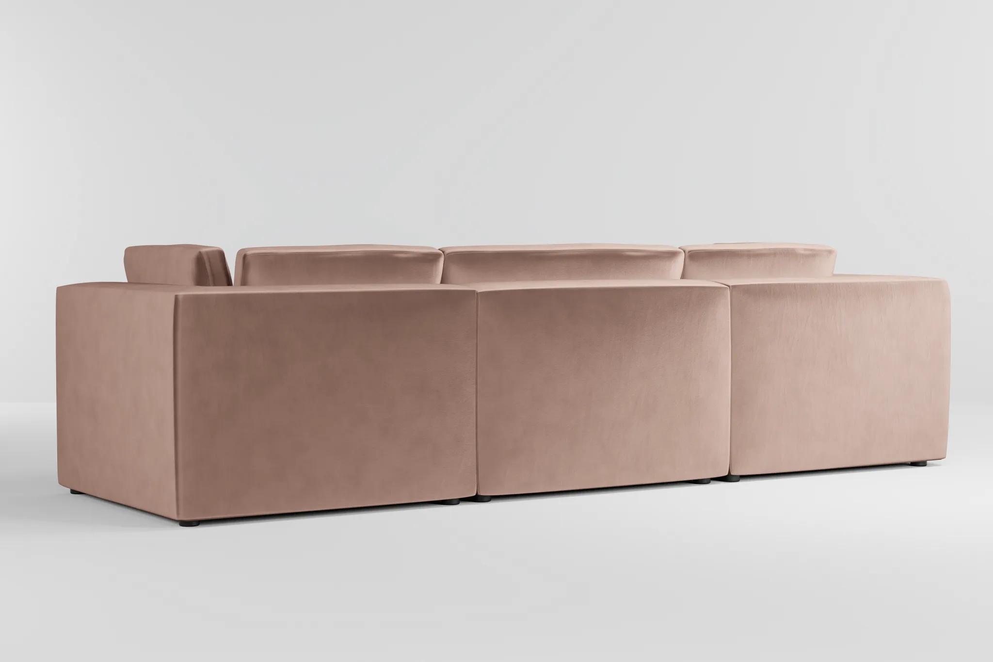 Destin Joya Light Pink Velvet 4-piece Bumper Sectional