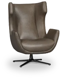 Penn Dark Gray Leather Swivel Accent Chair