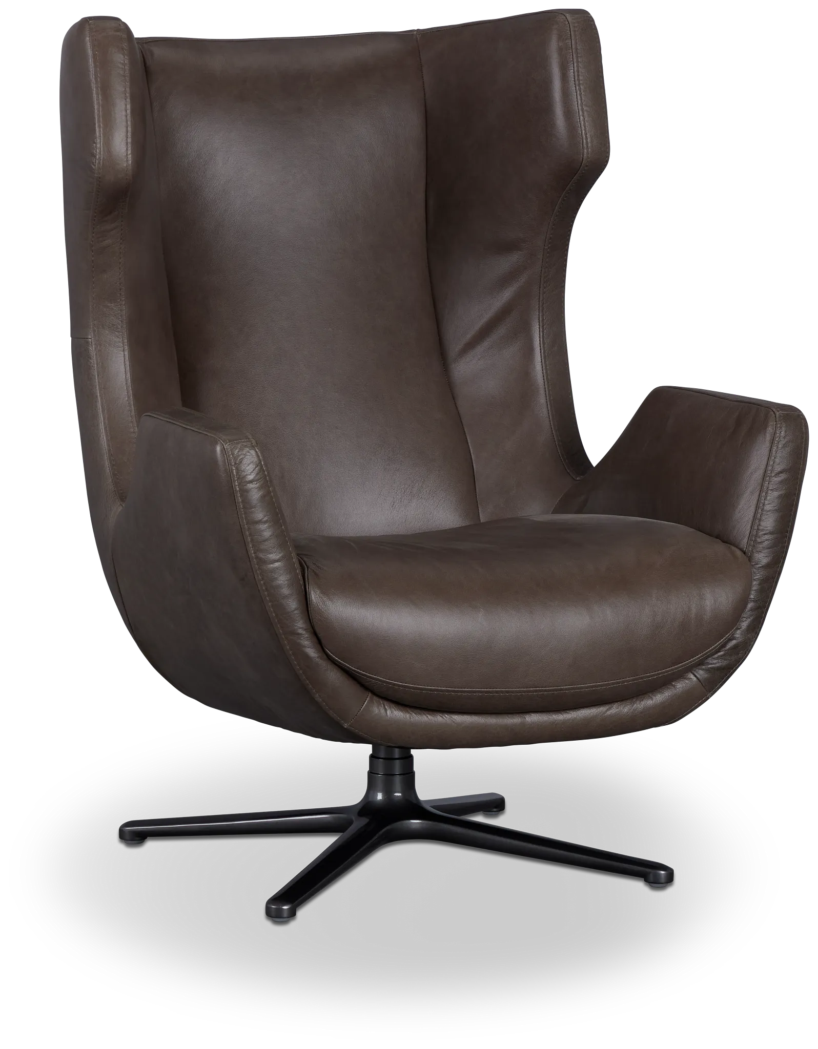 Penn Dark Gray Leather Swivel Accent Chair