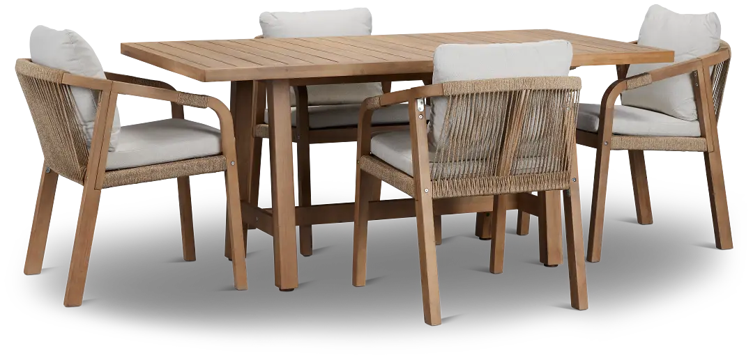 Laguna Light Tone 66" Rectangular Table & 4 Gray Cushioned Chairs Laguna Light Tone 66" Rectangular Table & 4 Gray Cushioned Chairs