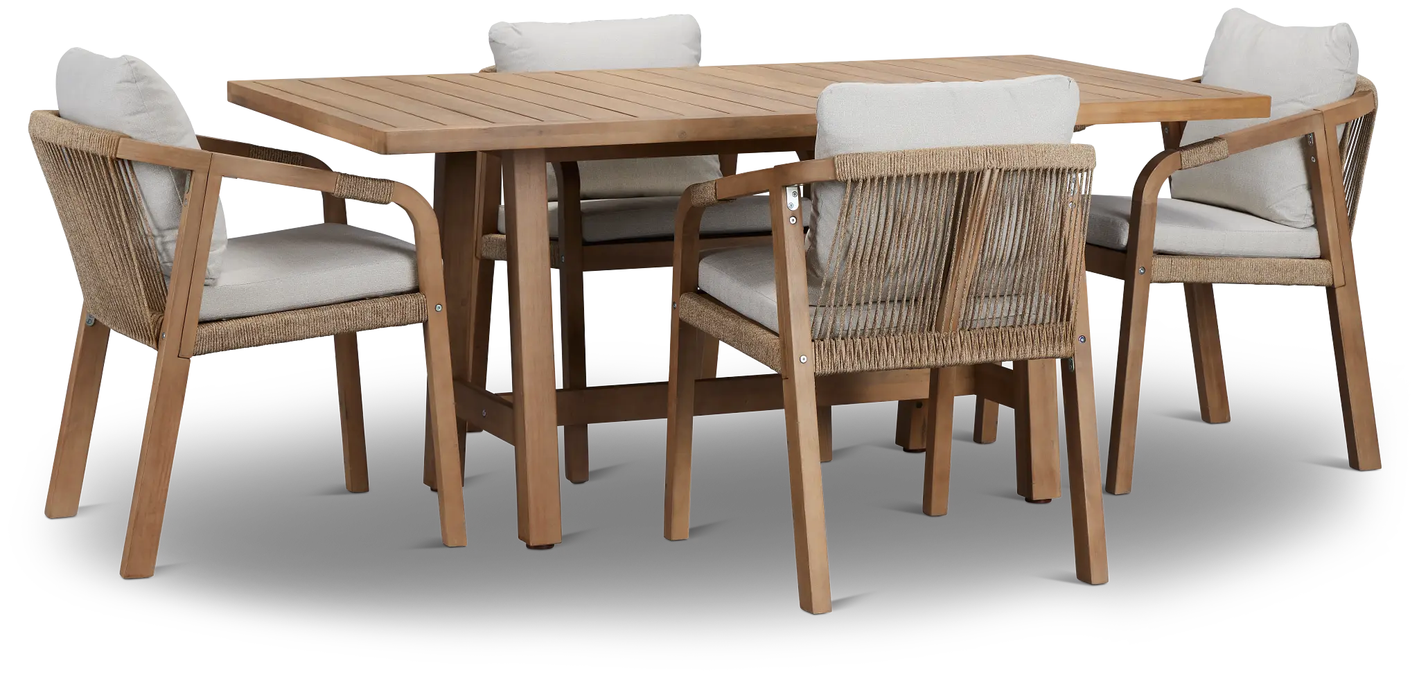 Laguna Light Tone 66" Rectangular Table & 4 Gray Cushioned Chairs Laguna Light Tone 66" Rectangular Table & 4 Gray Cushioned Chairs