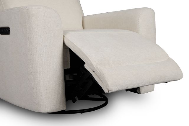 Dean White Fabric Power Swivel Glider Recliner