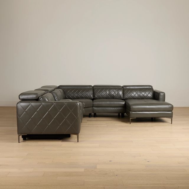 Ava Dark Gray Micro Small Dual Power Right Chaise Sectional