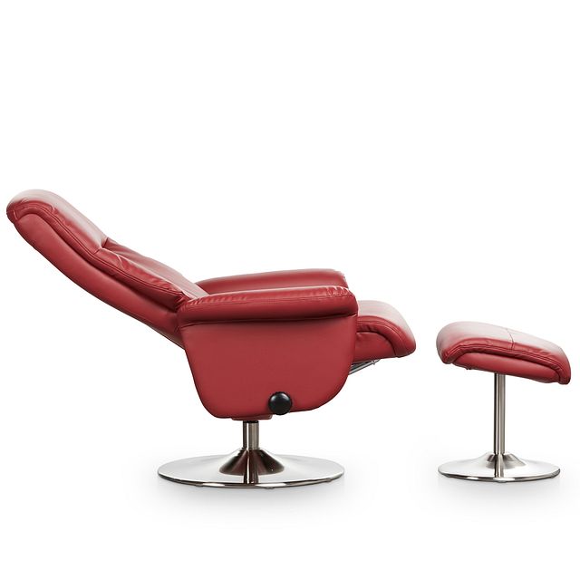 Evans Red Micro Recliner & Ottoman