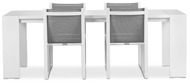 Linear White 87" Aluminum Table & 4 Sling Side Chairs