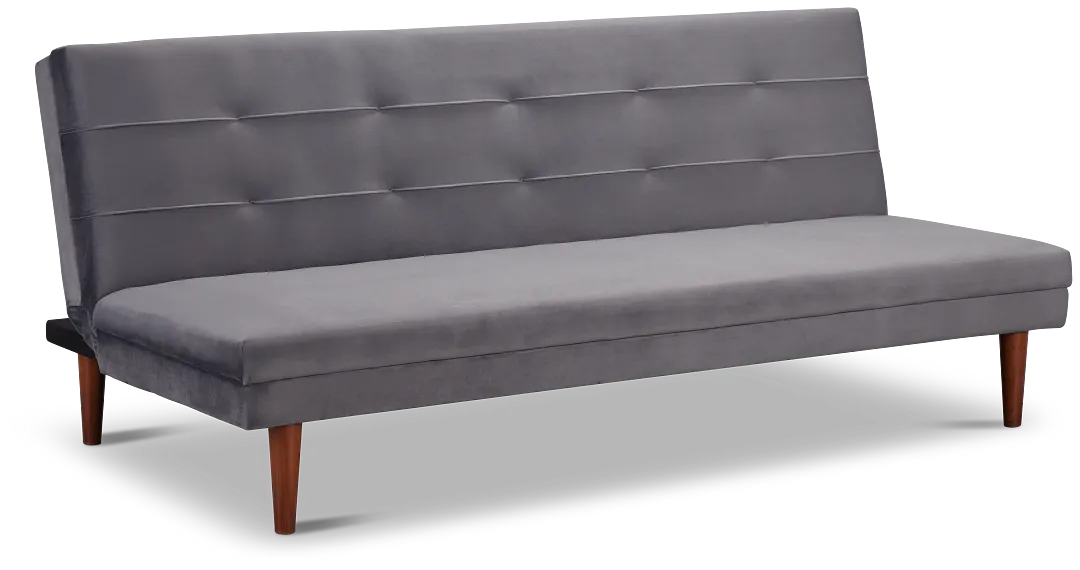 Ellie Dark Gray Velvet Sofa Futon