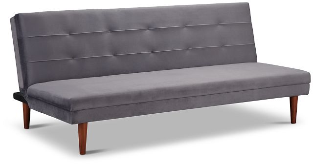 Ellie Dark Gray Velvet Sofa Futon