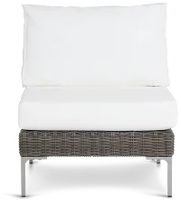 Tulum White Woven Armless Chair W/ Cushion