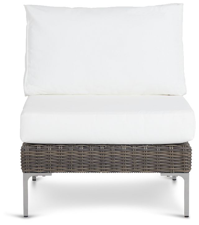 Tulum White Woven Armless Chair W/ Cushion