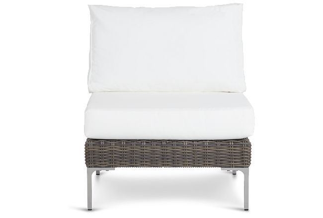 Tulum White Woven Armless Chair W/ Cushion