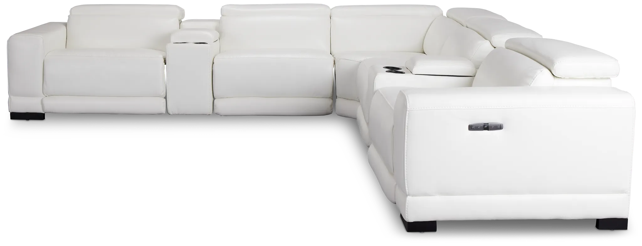 Lombardy White Micro Large Triple Power Reclining Two-arm Sectional