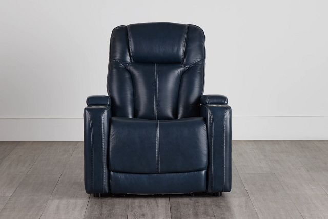 Optimus Dark Blue Lthr/vinyl Power Recliner