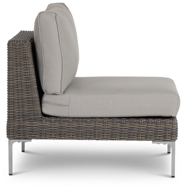 Tulum Gray Woven Armless Chair W/ Cushion