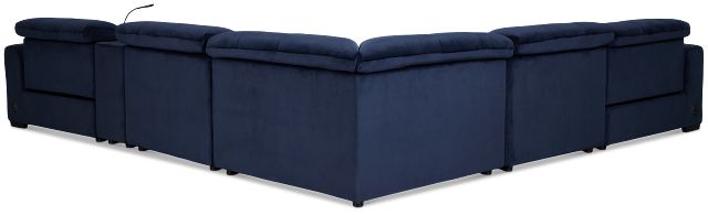 Gemma Navy Velvet Medium Dual Power 2-arm Reclining Sectional