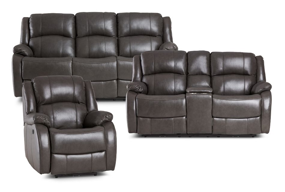 Dalton Dark Gray Lthr Vinyl Manually Reclining Living Room